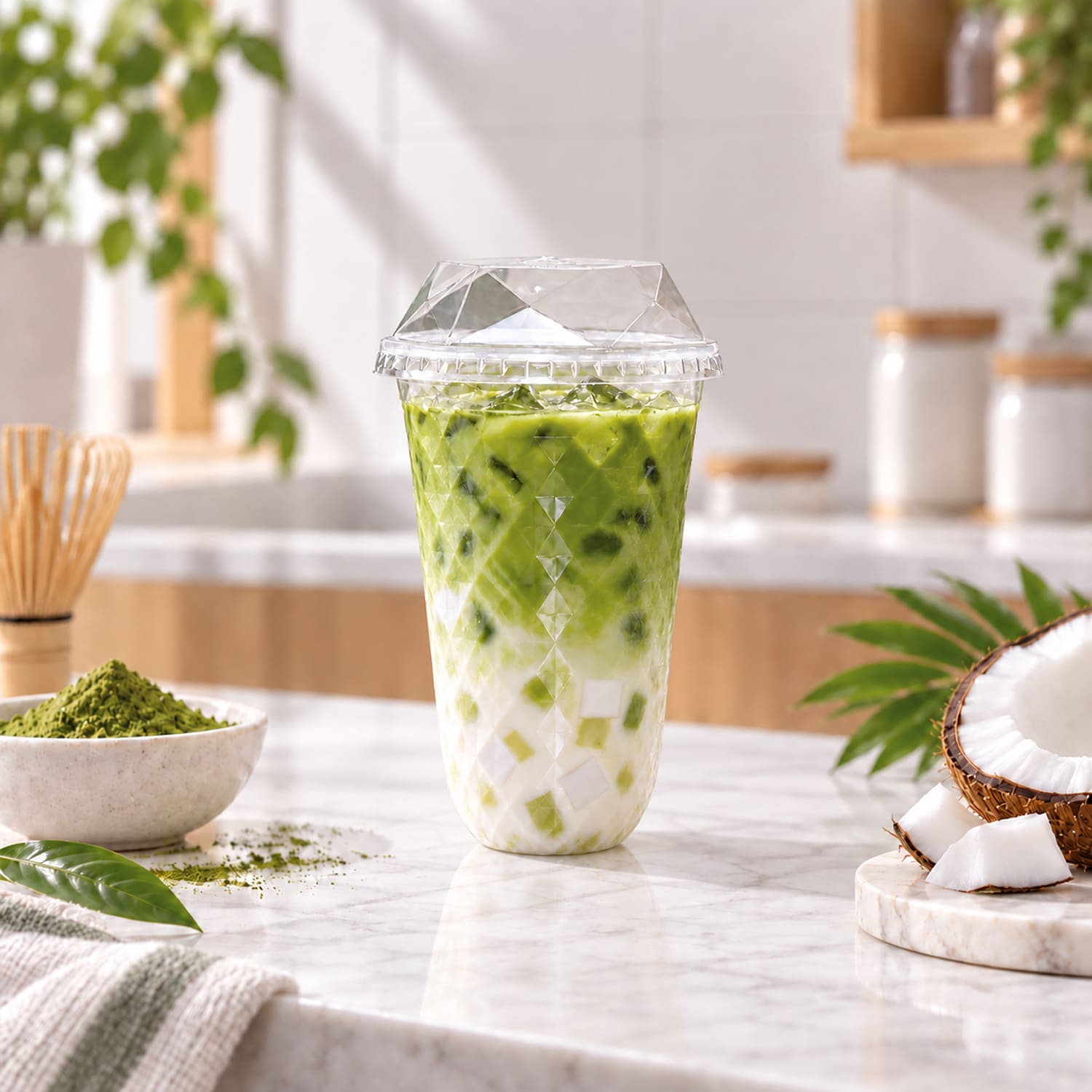 Custom U-Shaped PP Diamond Bubble Tea Cups