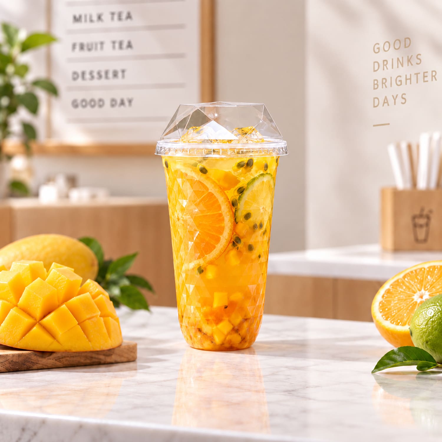Custom U-Shaped PP Diamond Bubble Tea Cups
