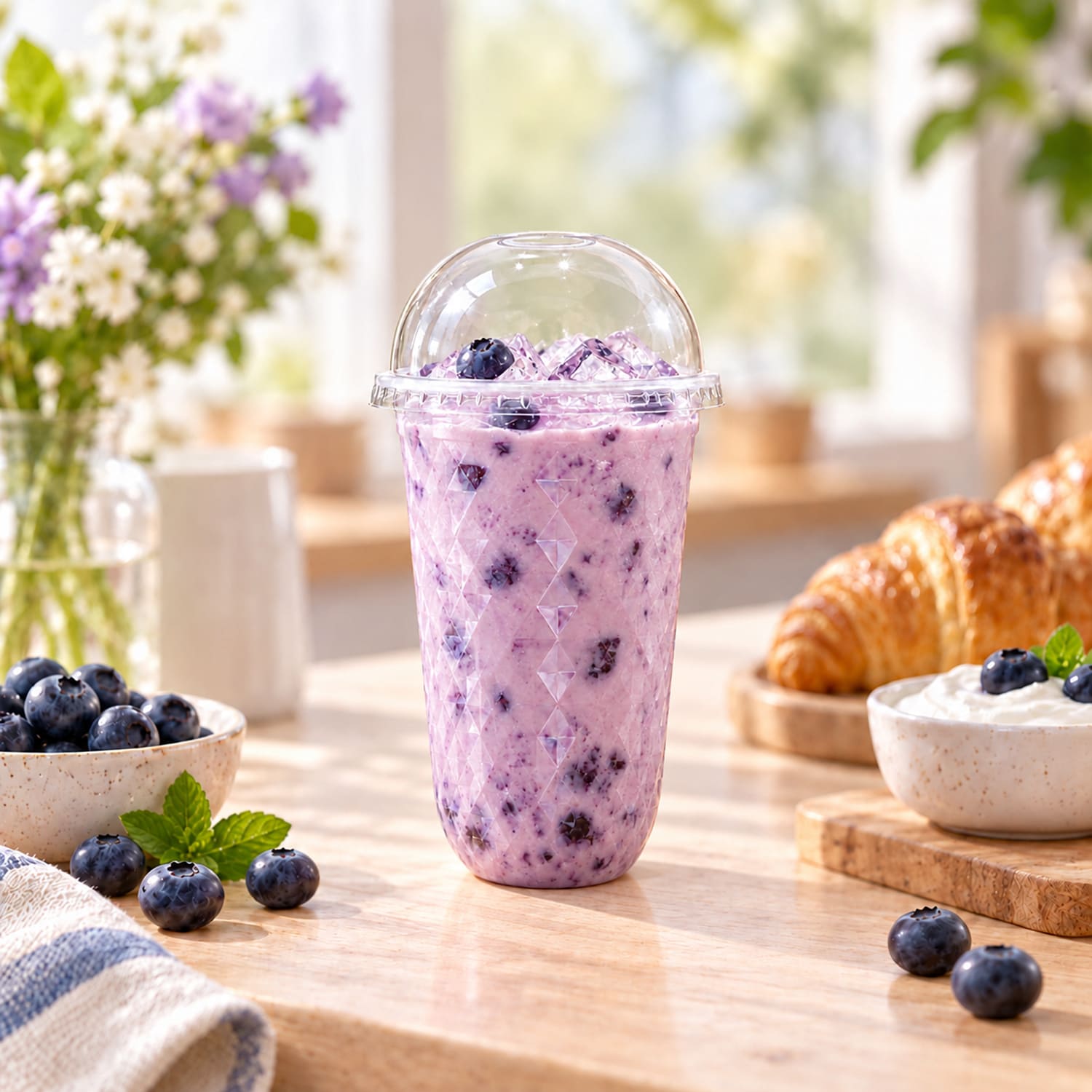 Custom U-Shaped PP Diamond Bubble Tea Cups