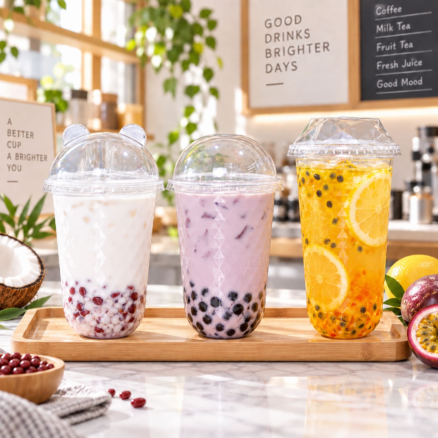 Custom U-Shaped PP Diamond Bubble Tea Cups